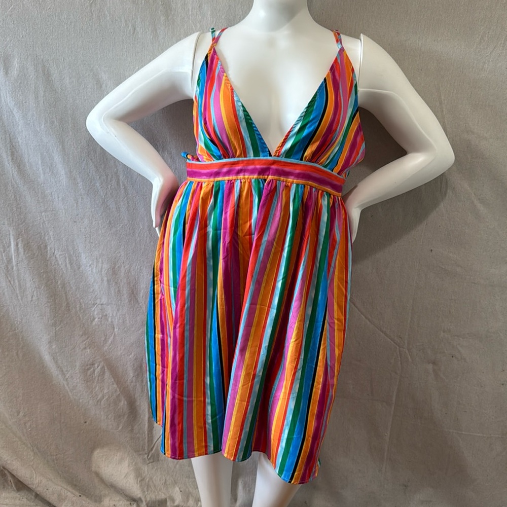 SHEIN Tall Vertical Striped Crisscross Back Cami Dress